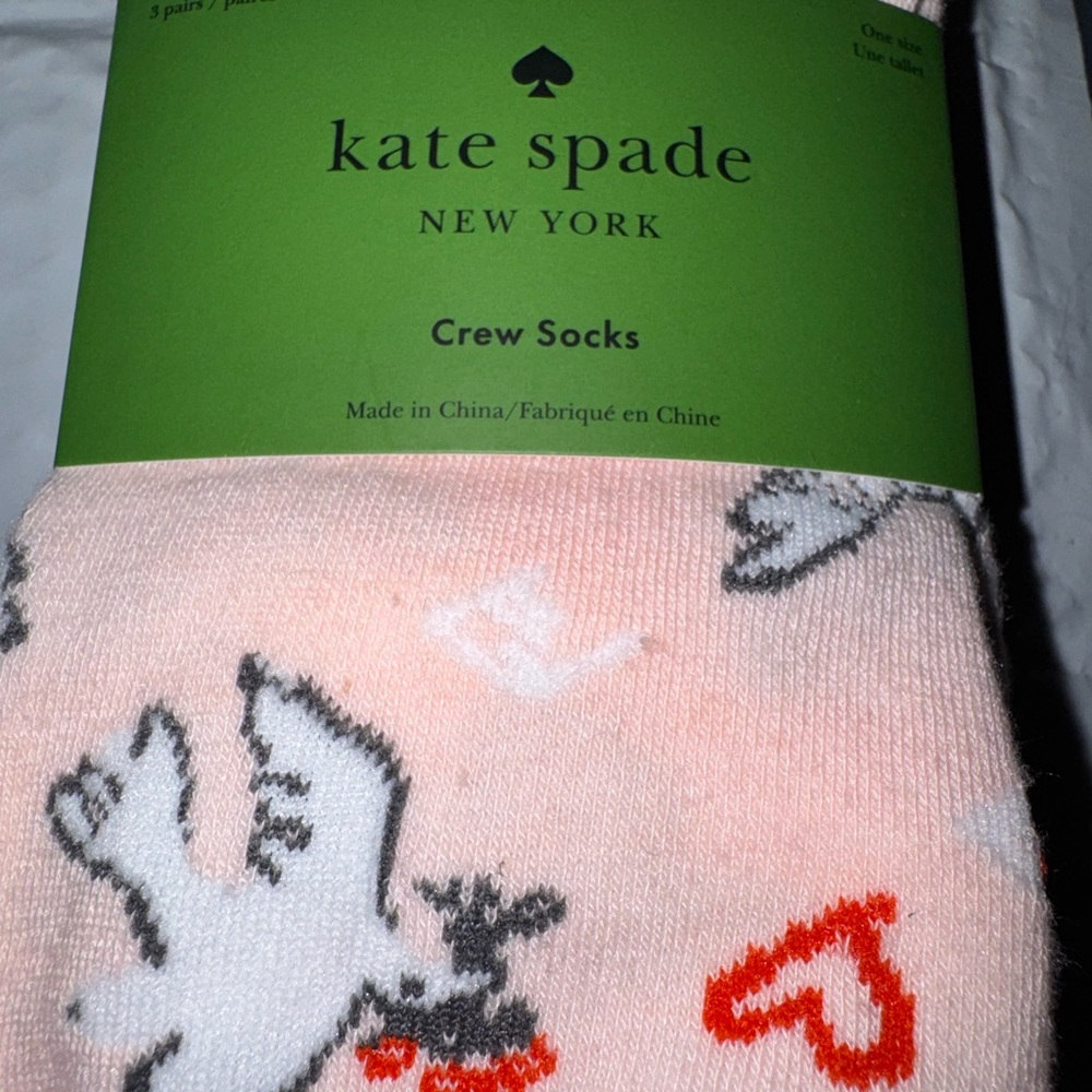 kate spade Pink Dove and Heart Crew Socks - Picture 2 of 4